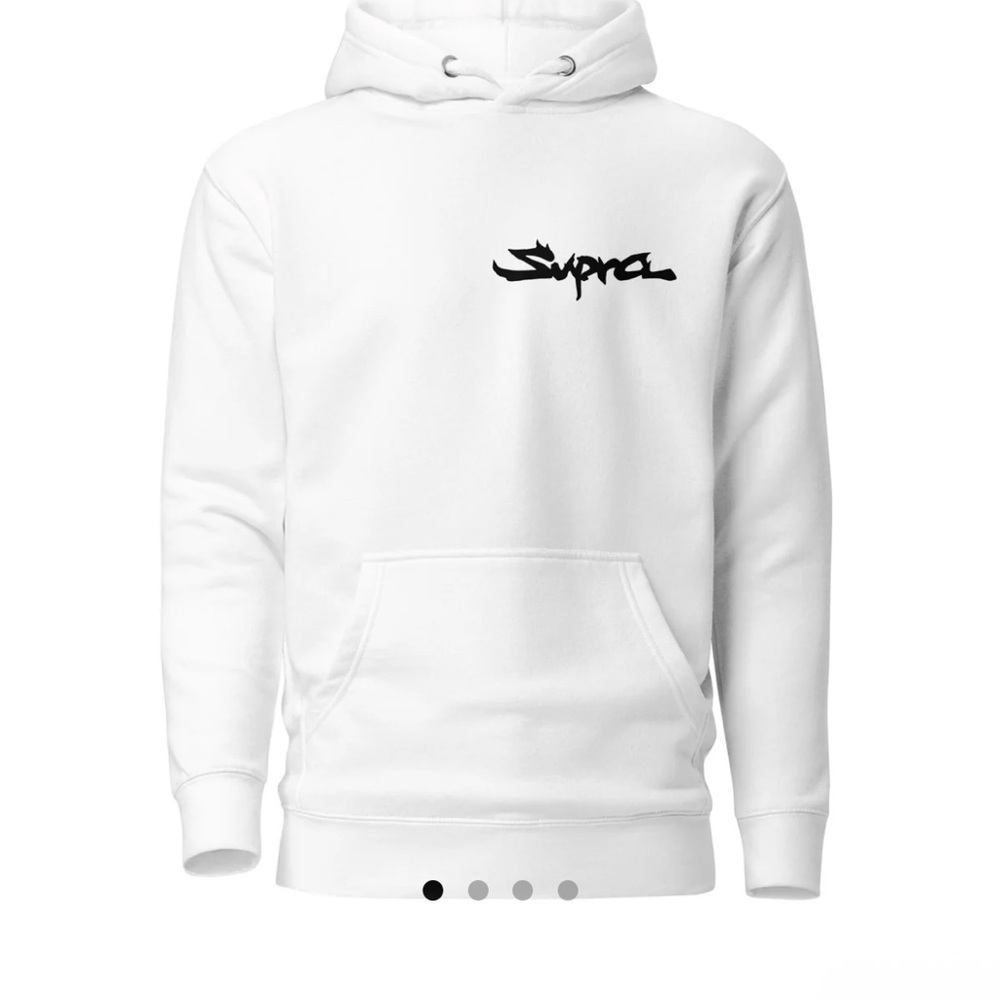 Supra Men's White Hoodie with Black Logo